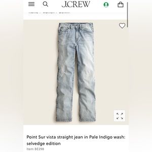 J. Crew Point Sur vista straight jean in Pale Indigo wash: selvedge edition